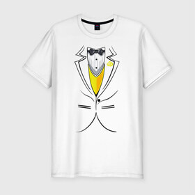 Мужская футболка премиум с принтом Костюм жениха в Курске, 92% хлопок, 8% лайкра | приталенный силуэт, круглый вырез ворота, длина до линии бедра, короткий рукав | Тематика изображения на принте: 