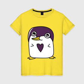Женская футболка хлопок с принтом Нарисованный пингвин в Курске, 100% хлопок | прямой крой, круглый вырез горловины, длина до линии бедер, слегка спущенное плечо | пингвин