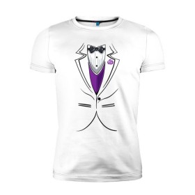 Мужская футболка премиум с принтом Костюм жениха в Курске, 92% хлопок, 8% лайкра | приталенный силуэт, круглый вырез ворота, длина до линии бедра, короткий рукав | бабочка