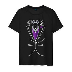 Мужская футболка хлопок с принтом Костюм жениха в Курске, 100% хлопок | прямой крой, круглый вырез горловины, длина до линии бедер, слегка спущенное плечо. | Тематика изображения на принте: бабочка