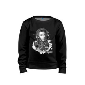 Детский свитшот хлопок с принтом Пушкин в Курске, 100% хлопок | круглый вырез горловины, эластичные манжеты, пояс и воротник | драматург | писатель | поэт | прозаик | пушкин