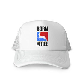 Кепка тракер с сеткой с принтом Born to be free в Курске, трикотажное полотно; задняя часть — сетка | длинный козырек, универсальный размер, пластиковая застежка | born | free | олень | рожден | свобода | свободный