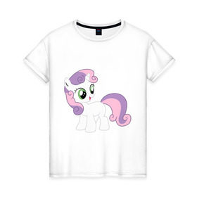 Женская футболка хлопок с принтом Пони Крошка Бель в Курске, 100% хлопок | прямой крой, круглый вырез горловины, длина до линии бедер, слегка спущенное плечо | my little pony | бель | крошка | пони