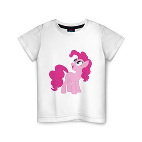 Детская футболка хлопок с принтом Пони Пинки Пай в Курске, 100% хлопок | круглый вырез горловины, полуприлегающий силуэт, длина до линии бедер | my little pony | пинки пай | пони