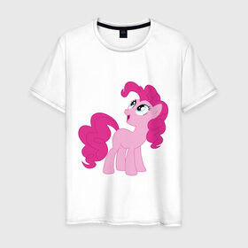 Мужская футболка хлопок с принтом Пони Пинки Пай в Курске, 100% хлопок | прямой крой, круглый вырез горловины, длина до линии бедер, слегка спущенное плечо. | Тематика изображения на принте: my little pony | пинки пай | пони