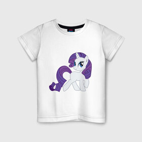 Детская футболка хлопок с принтом Пони Рарити в Курске, 100% хлопок | круглый вырез горловины, полуприлегающий силуэт, длина до линии бедер | my little pony | пони | рарити