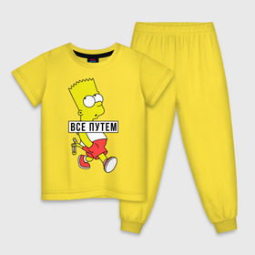 Детская пижама хлопок с принтом Барт Симпсон Все путем в Курске, 100% хлопок |  брюки и футболка прямого кроя, без карманов, на брюках мягкая резинка на поясе и по низу штанин
 | все путем