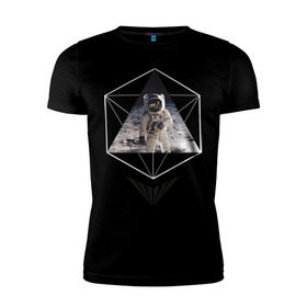 Мужская футболка премиум с принтом Астронавт в Курске, 92% хлопок, 8% лайкра | приталенный силуэт, круглый вырез ворота, длина до линии бедра, короткий рукав | infinite | interstellar | space | univers | астронавт | бесконечный космос | вселенная | интерстеллар | космонавт