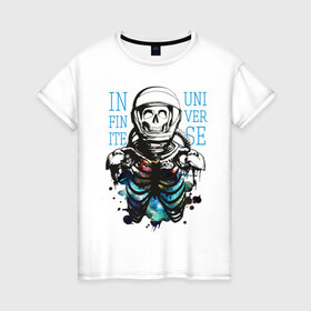 Женская футболка хлопок с принтом Бесконечный космос в Курске, 100% хлопок | прямой крой, круглый вырез горловины, длина до линии бедер, слегка спущенное плечо | infinite | interstellar | space | univers | астронавт | бесконечный космос | вселенная | интерстеллар | космонавт