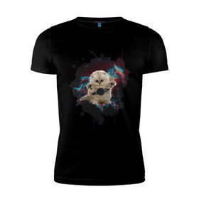 Мужская футболка премиум с принтом Космокот в Курске, 92% хлопок, 8% лайкра | приталенный силуэт, круглый вырез ворота, длина до линии бедра, короткий рукав | infinite | interstellar | space | univers | астронавт | вселенная | интерстеллар | космонавт | кот | котенок | сатурн