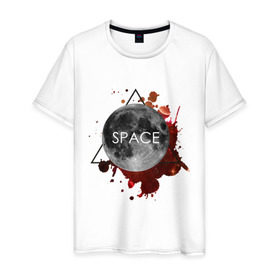 Мужская футболка хлопок с принтом Планета в Курске, 100% хлопок | прямой крой, круглый вырез горловины, длина до линии бедер, слегка спущенное плечо. | infinite | interstellar | space | univers | астронавт | вселенная | интерстеллар | космонавт | луна | планета