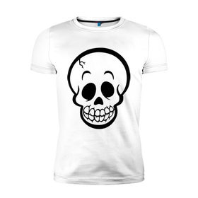 Мужская футболка премиум с принтом Забавный черепок в Курске, 92% хлопок, 8% лайкра | приталенный силуэт, круглый вырез ворота, длина до линии бедра, короткий рукав | скелет