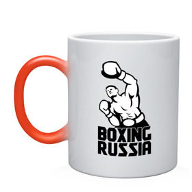 Кружка хамелеон с принтом Boxing russia в Курске, керамика | меняет цвет при нагревании, емкость 330 мл | boxing | russia | бокс | россия