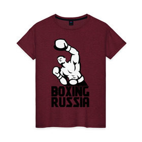 Женская футболка хлопок с принтом Boxing russia в Курске, 100% хлопок | прямой крой, круглый вырез горловины, длина до линии бедер, слегка спущенное плечо | boxing | russia | бокс | россия