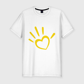 Мужская футболка премиум с принтом Всем пятёрку от души в Курске, 92% хлопок, 8% лайкра | приталенный силуэт, круглый вырез ворота, длина до линии бедра, короткий рукав | дай пять | ладонь | рука | сердце