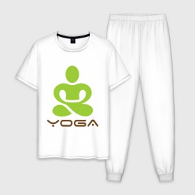 Мужская пижама хлопок с принтом Йога - это здоровье в Курске, 100% хлопок | брюки и футболка прямого кроя, без карманов, на брюках мягкая резинка на поясе и по низу штанин
 | Тематика изображения на принте: 