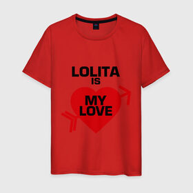 Мужская футболка хлопок с принтом Лолита - моя любовь в Курске, 100% хлопок | прямой крой, круглый вырез горловины, длина до линии бедер, слегка спущенное плечо. | Тематика изображения на принте: lola | my love | лола | лолита | моя любовь