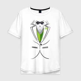 Мужская футболка хлопок Oversize с принтом Костюм жениха в Курске, 100% хлопок | свободный крой, круглый ворот, “спинка” длиннее передней части | Тематика изображения на принте: 