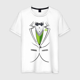 Мужская футболка хлопок с принтом Костюм жениха в Курске, 100% хлопок | прямой крой, круглый вырез горловины, длина до линии бедер, слегка спущенное плечо. | 
