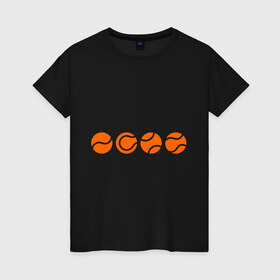 Женская футболка хлопок с принтом Теннисные мячики в Курске, 100% хлопок | прямой крой, круглый вырез горловины, длина до линии бедер, слегка спущенное плечо | мяч | спорт | теннис