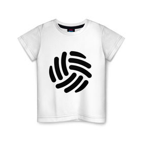 Детская футболка хлопок с принтом Волейбольный мячик в Курске, 100% хлопок | круглый вырез горловины, полуприлегающий силуэт, длина до линии бедер | волейбол