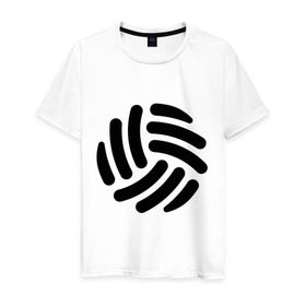 Мужская футболка хлопок с принтом Волейбольный мячик в Курске, 100% хлопок | прямой крой, круглый вырез горловины, длина до линии бедер, слегка спущенное плечо. | Тематика изображения на принте: волейбол