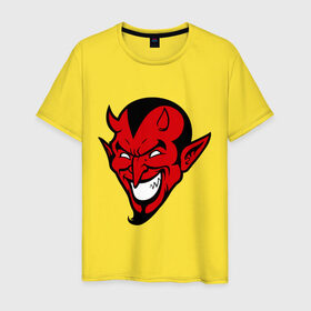 Мужская футболка хлопок с принтом Злобный демон в Курске, 100% хлопок | прямой крой, круглый вырез горловины, длина до линии бедер, слегка спущенное плечо. | демон | дьявол | зло | злобный | сатана | черт