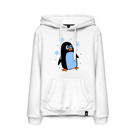 Мужская толстовка хлопок с принтом Пингвин под снегом в Курске, френч-терри, мягкий теплый начес внутри (100% хлопок) | карман-кенгуру, эластичные манжеты и нижняя кромка, капюшон с подкладом и шнурком | пингвин