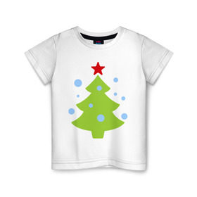 Детская футболка хлопок с принтом Ёлочка и снежок в Курске, 100% хлопок | круглый вырез горловины, полуприлегающий силуэт, длина до линии бедер | 2015 | new year | елка | зима | новый год | снег