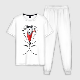 Мужская пижама хлопок с принтом Костюм жениха в Курске, 100% хлопок | брюки и футболка прямого кроя, без карманов, на брюках мягкая резинка на поясе и по низу штанин
 | Тематика изображения на принте: бабочка