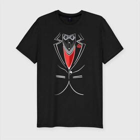 Мужская футболка премиум с принтом Костюм жениха в Курске, 92% хлопок, 8% лайкра | приталенный силуэт, круглый вырез ворота, длина до линии бедра, короткий рукав | бабочка