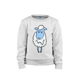 Детский свитшот хлопок с принтом Милая овечка в Курске, 100% хлопок | круглый вырез горловины, эластичные манжеты, пояс и воротник | 2015 | new year | коза | новый год | овца