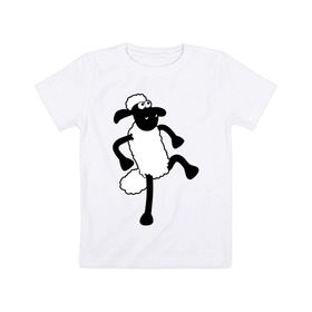 Детская футболка хлопок с принтом Овечка танцует в Курске, 100% хлопок | круглый вырез горловины, полуприлегающий силуэт, длина до линии бедер | 2015 | new year | новый год | овечка | овца | символ