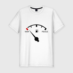 Мужская футболка премиум с принтом War and peace в Курске, 92% хлопок, 8% лайкра | приталенный силуэт, круглый вырез ворота, длина до линии бедра, короткий рукав | Тематика изображения на принте: peace | war | война | мир | скорость