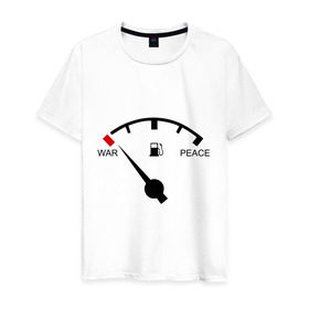 Мужская футболка хлопок с принтом War and peace в Курске, 100% хлопок | прямой крой, круглый вырез горловины, длина до линии бедер, слегка спущенное плечо. | Тематика изображения на принте: peace | war | война | мир | скорость
