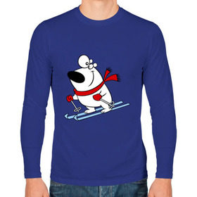 Мужской лонгслив хлопок с принтом Мишка на лыжах. в Курске, 100% хлопок |  | Тематика изображения на принте: белый | зима | лыжи | медведь | мишка | новый год