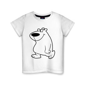 Детская футболка хлопок с принтом Веселый белый медведь в Курске, 100% хлопок | круглый вырез горловины, полуприлегающий силуэт, длина до линии бедер | new year | белый | медведь | северный полюс
