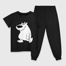 Детская пижама хлопок с принтом Веселый белый медведь в Курске, 100% хлопок |  брюки и футболка прямого кроя, без карманов, на брюках мягкая резинка на поясе и по низу штанин
 | new year | белый | медведь | северный полюс