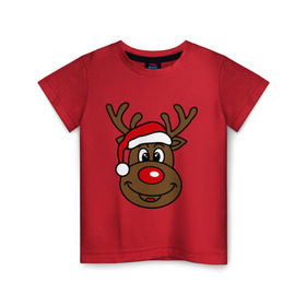 Детская футболка хлопок с принтом Рождественский олень в Курске, 100% хлопок | круглый вырез горловины, полуприлегающий силуэт, длина до линии бедер | 2015 | new year | новый год | олень | рождество