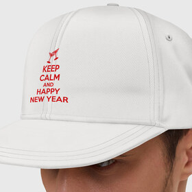 Кепка снепбек с прямым козырьком с принтом Keep calm and happy new year в Курске, хлопок 100% |  | keep calm | new year | новый год | сохраняй спокойствие