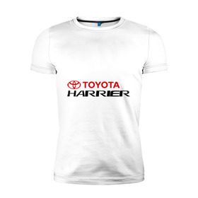 Мужская футболка премиум с принтом Toyota Harrier в Курске, 92% хлопок, 8% лайкра | приталенный силуэт, круглый вырез ворота, длина до линии бедра, короткий рукав | harrier | toyota | тойота | харриер