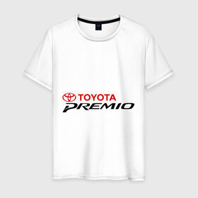 Мужская футболка хлопок с принтом Toyota Premio в Курске, 100% хлопок | прямой крой, круглый вырез горловины, длина до линии бедер, слегка спущенное плечо. | premio | toyota | премио | тойота