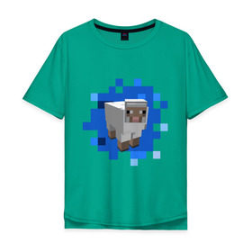 Мужская футболка хлопок Oversize с принтом Minecraft sheep в Курске, 100% хлопок | свободный крой, круглый ворот, “спинка” длиннее передней части | Тематика изображения на принте: майнкрафт | овечка