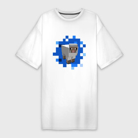 Платье-футболка хлопок с принтом Minecraft sheep в Курске,  |  | майнкрафт | овечка
