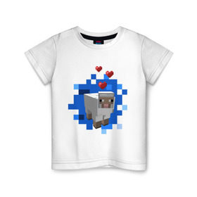 Детская футболка хлопок с принтом Minecraft sheep в Курске, 100% хлопок | круглый вырез горловины, полуприлегающий силуэт, длина до линии бедер | 2015 | minecraft | бараны | животные | майнкрафт | овечки | приколы | символ года | ягнята