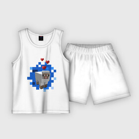 Детская пижама с шортами хлопок с принтом Minecraft sheep в Курске,  |  | 2015 | minecraft | бараны | животные | майнкрафт | овечки | приколы | символ года | ягнята