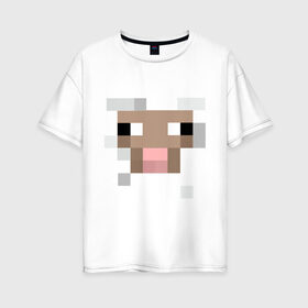Женская футболка хлопок Oversize с принтом Майнкрафт в Курске, 100% хлопок | свободный крой, круглый ворот, спущенный рукав, длина до линии бедер
 | мордочка | овечка | пиксельный