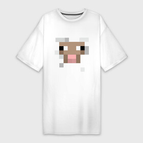 Платье-футболка хлопок с принтом Майнкрафт в Курске,  |  | мордочка | овечка | пиксельный