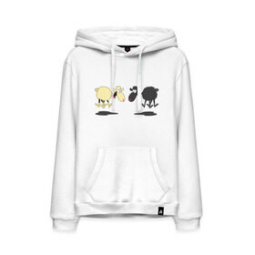 Мужская толстовка хлопок с принтом Прыгающие овечки в Курске, френч-терри, мягкий теплый начес внутри (100% хлопок) | карман-кенгуру, эластичные манжеты и нижняя кромка, капюшон с подкладом и шнурком | Тематика изображения на принте: 2015 | бараны | животные | овечки | приколы | символ года | ягнята