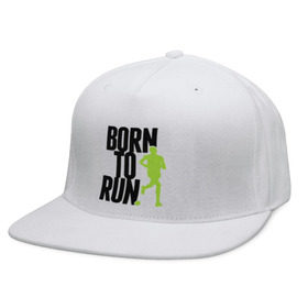 Кепка снепбек с прямым козырьком с принтом Рожден для бега в Курске, хлопок 100% |  | Тематика изображения на принте: born to run | run | бегать | рожден | рожден бежать